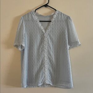 ⭐️ 3/$20 Blue eyelash and lace shirt size medium